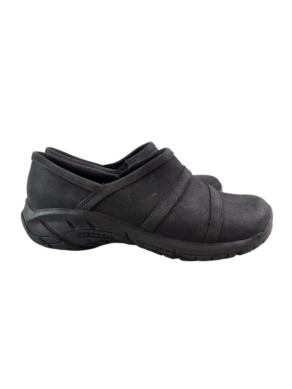 Merrell Encore Moc 4 Womens 6W Wide Black Leather Slip On Comfort Shoes NWOB